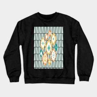 Atomic Age MCM Abstract Shapes and Stars in Teal, Aqua, Orange, Yellow Crewneck Sweatshirt